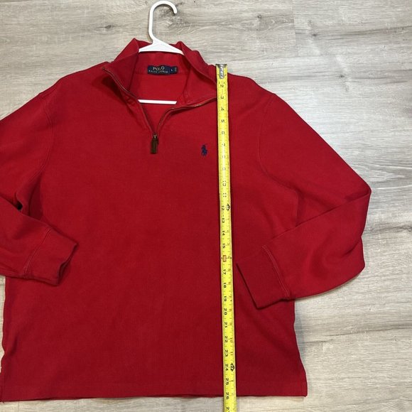 POLO RALPH LAUREN Mens 1/4 Zip‎ Pullover Sweater Sweatshirt Size L Red - Picture 5 of 7